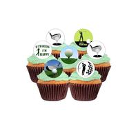 24 PRE CUT Golf Sport Themed Edible Wafer Paper Round Cake Toppers Decorations