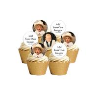 24 Pre-Cut PERSONALISED ADD YOUR OWN PHOTO'S Edible Wafer Paper Round Cake Toppers Decorations - 2 IMAGES PER ORDER - Orange Trading LTD