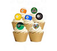 24 Pre-Cut Round Pool Balls Snooker Themed Edible Wafer paper Cake Toppers Decorations