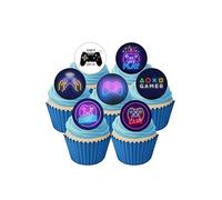 24 Precut 40mm Round Gaming Gamer Controller Edible Wafer Paper Cake Toppers