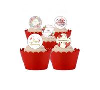 24 PRECUT Happy Anniversary Celebration Any Year Edible Wafer Paper Round Cake Toppers Decorations
