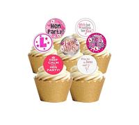 24 Precut Hen Party Bachelorette Edible Wafer Paper Cake Toppers Decorations