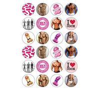 24 Precut Naughty Hen Party Hunky Men Willy/Willies Edible Wafer Paper Cake Toppers Decorations