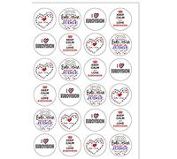 24 Precut Round I Love Eurovision Song Contest Edible Wafer paper Cake Toppers Decorations