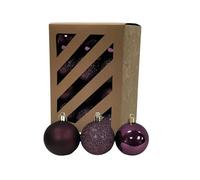 24 Purple Christmas Baubles - Plum Tree Hanging Ornaments - 60mm 6cm Glitter Matt Shiny Set