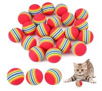 24 Rainbow Striped Cat Balls, 3.5cm Interactive Kitten Toy Ball, Soft Rainbow Coloured Wavy Striped Balls, Fun Toys for Indoor Kittens, Ideal for Sports Training & Playing Games