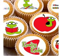 24 Reading World Book Day kids childrens party decorations Iced / Icing Cupcake Topper Edible Fairy Cake Bun Toppers Round