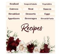 24 Recipe Card Dividers 4x6 with Tabs Flower Recipe Box dividers Helps Organize Recipe Box Christmas Holiday Party Supplies Kitchen Gift