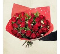 24 Red Roses True Fresh Flower Bouquet - Romantic Gift a Two Dozen Red Roses I Love You Large Flower Bouquet Ideal for Valentines Birthdays Mothers Day and Anniversaries
