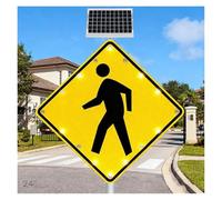 24" Reflective Solar LED Pedestrian Crossing Alert Sign(24")