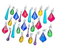 24 Retro 6 Colour Mix Chandelier Drops Red Teal Green Purple Blue Orange Chandelier Drops Parts Cut Glass Crystals Droplets Beads Christmas Tree Vintage Chic Wedding Decorations Prisms Art Deco Beads