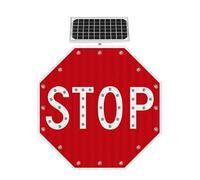 24" Road Sign Traffic Led Blinking Street Red Solar Powered Stop Sign Led Flashing, Aluminum Octagon Road Signs, Engineer Grade Reflective Film, for Driveways Garage Wall Decorations