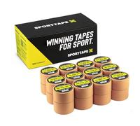 24 Rolls SPORTTAPE Tan Zinc Oxide Tape 3.8 cm x 10 m - Rigid Rayon Strapping for Blister Prevention, Ankle & Joint Support | Strong Adhesive Athletic Tape for Rugby, Football, Physio
