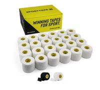 24 Rolls SPORTTAPE Tearable 5 cm x 4.5 m Elastic Adhesive Bandage EAB - Strong-Grip, Breathable Sports Tape | Rugby Lifting, Joint Support, Compression & Thumb Taping - White