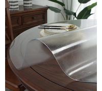 24" Round Table Toppers - Upgraded 65° Bevel Frosted Vinyl Tablecloth, 2mm Thick, Portable & Customizable Plastic Cover for Home, Kitchen, Dining, Countertops