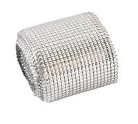 24 Row Metallic Stud Diamante Mesh - Inverted 3D Design Rhinestone Ribbon[Silver,3 Yards]