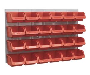 24 Sealey TPS130 Parts Storage Box/Bins + Panel For Garage/Workshop/Shed RED