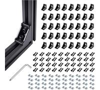 24 Set 2020 Series Black Aluminum Corner Brackets - 90-Degree L-Shape Extrusion Connectors Aluminum Extrusion Profile Corner Bracket with 48 x M5 Hex Bolts & T-Nuts for 2020 Profiles (6mm Slots) (24)