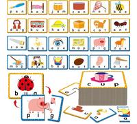 24 Set 3-Letter Word Puzzle Cards, 72 PCS Self Correcting Word Spelling Puzzles, Double Sided Puzzle Cards for Kindergarten Preschool Learning