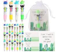 24 Set Back to School Gifts for Student Include 24 Cactus Plants 4-in-1 Pens, 24 Welcome Cards and 24 Organza Bags First Day of School Gift for Classroom Rewards from Teacher to Students Supplies