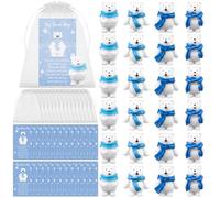 24 Set Christmas Appreciation Gifts Inspirational Hug Cards Mini Polar Bear Figurines Winter Resin Animal Micro Landscape Accessories Thank You Gifts for Employee Coworker Team Nurse Xmas Party Favors