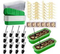 24 Set Dinosaur Fossil Skeleton Cake Toppers Dig Kit Mini Baking Pans with Lids and Shovel Spoons Desserts Tray for Baby Shower DIY Dinosaur Cake Decorations Dino Birthday Party Supplies