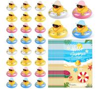 24 Set End of Year Student Gifts from Teacher Summer Rubber Ducks with Summer Cards Summer Theme Prizes Holiday Party Favors Swimming Pool Decor Last Day of School Gifts