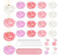 24 Set Flower Candles for Wedding Favor, Mini Pink Rose Shaped Candles for Guest Gift, Decorative Tealight Candle for Wedding Mother's Day Bridal Shower Baby Shower Birthday Party Favor