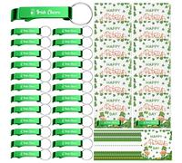 24 Set Irish Cheers Bottle Openers Keychain with Good Luck Clover Cards Green Leprechaun Beer Opener for St Patricks Day Party Favors Appreciation Gift for Employee Coworker Family