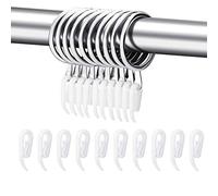 24 Set Metal Curtain Rings Drapery Curtain Hanging Rings with Plastic Hooks for Curtains and Rods 30 mm Internal Diameter