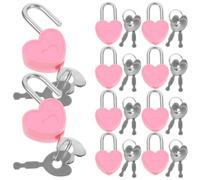 24 Set Mini Heart Shaped Padlock with Keys Red Alloy Plastic