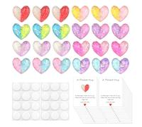 24 Set Pocket Hugs with Greeting Card, Pocket Hug Token with Resin Hearts, Inspirational Cards Keepsake for Friend Family, Distant Social Present, Relationship Gift (8 Colors)
