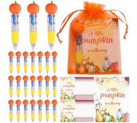24 Set Pumpkin Baby Shower Gifts Thanksgiving Baby Shower Decorations Include 24 Pumpkin 4-in-1 Pens, 24 Thanks Cards and 24 Organza Bags a Little Pumpkin is on The Way Gifts for Guests
