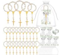 24 Set Rosary Beads Memorial Mass Card for Catholic Women Men | Prayer Beads with Cross Crucifix Funeral Favours for Meditation, Vigil, Requiem Mass, Celebration of Life