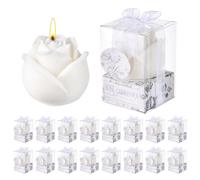 24 Set White Rose Flower Shape Candle Bulk Wedding Party Favors Romantic Handmade Delicate Candles with Gift Box, Wedding Gift Candle for Guests Return Souvenirs Bridal Anniversary Birthday Decoration