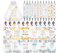 24 Sets Christian Bible Verse Notebooks Gifts Mini Jesus Figures Religious Ballpoint Pens Organza Bags Jesus Loves You Figurines Favors for Women Kids Sunday School Christmas Church Stuffers
