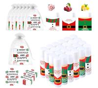 24 Sets Christmas Lip Balm Bulk Sets for Christmas Stocking with Merry Kissmas Card & Organza Bag Gifts-Christmas Chapstick for Coworkers in Bulk Xmas Lip Balm Gift for Party Favors Teacher Team