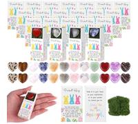 24 Sets Easter Pocket Hug Token Gift Bulk Heart Shape Natural Stones with Easter Hug Greeting Card Boxes Thank You Gift Sets for Coworkers Teacher Nurse Classroom Holiday Party Favor