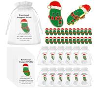 24 Sets Emotional Support Pickle Pins Christmas Brooches Positive Pickle Pins with Inspirational Cards Employee Appreciation Gifts Christmas Gifts Good Luck Gift for Coworker Staff Student Friends