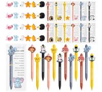 24 Sets Employee Appreciation Gifts Bulk Inspirational Pens Emotional Support Cards Resin Animals Motivational Pen Thank You Gifts for Colleagues Coworker Teacher Team Graduation End of Year Term Gift