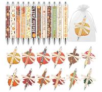 24 Sets Fall Party Favors Gifts Autumn Sticky Notes Pad Fall Pens Thanksgiving Pumpkin Maple Leaf Self-Stick Notepads for School Office Supplies Cowoker Colleague Employee Appreciation Gifts