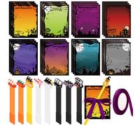 24 Sets Halloween Sticky Notes and Pens Halloween Pumpkin Bat Ghost Spider Self Stick Notepads Gel Ink Pens Gift Set School Office Home Students Teachers Presents Gifts Party Favor Supplies