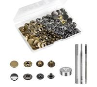 24 Sets Heavy Duty Leather Snap Fasteners Kit, BetterJonny 12.5mm Metal Snap Buttons Press Studs Leather Rivets Snaps with 4 Setter Tools for Clothes Bracelet Jackets Jeans, 2 Color