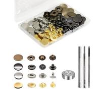 24 Sets Heavy Duty Leather Snap Fasteners Kit, BetterJonny 20mm Metal Snap Buttons Press Studs Leather Rivets Snaps with 4 Setter Tools for Clothes Bracelet Jackets Jeans, 4 Color