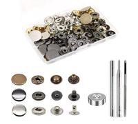 24 Sets Heavy Duty Leather Snap Fasteners Kit, BetterJonny 20mm Metal Snap Buttons Press Studs Leather Rivets Snaps with 4 Setter Tools for Clothes Bracelet Jackets Jeans, 3 Color
