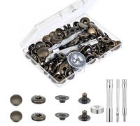 24 Sets Leather Snaps and Fasteners kit 15mm Metal Snap Button Kit with 4pcs Installation Tools Heavy Duty Leather Snap Button for Clothing Hats Jackets Jeans Canvas and More (Bronze)