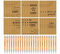 24 Sets Let's Be Happy Notebooks with Ballpoint Pens Motivation Mini Journal Notepads Thank You Pen Employee Appreciation Gifts Pen Inspirational Gifts for Coworkers Colleague Teacher Team Student