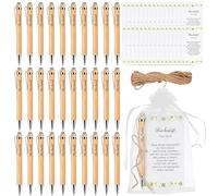 24 Sets Lucky Pen - Ballpoint Pen Wooden Gifts with Saying Quotes Retractable Ballpoint Pen for Educator Colleague Work Colleague Thank You Gift for Employee Teacher Exam Lucky Charm