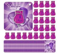 24 Sets Purple Ribbon Awareness Brooches Bulk Boxing Glove Brooches with Cards Lupus, Violence, Alzheimer & Cancer Awareness Brooch for Anti-Domestic Violence Campaign Support Charity Supplies