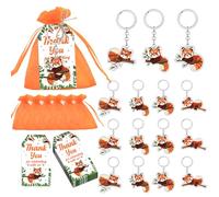 24 Sets Red Panda Party Favors Bamboo Cute Red Pandas Keychain Thank You Tags Orange Organza Bags Panda Keyring Pack for Kids Cute Animal Themed Birthday Baby Shower Party Return Gifts